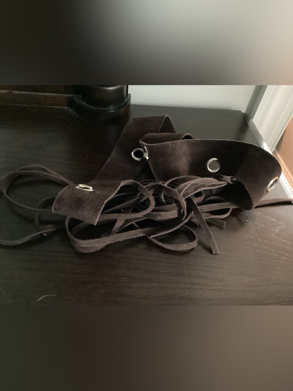 Grommet Detail Boho Brown Soft Suede Fringe Festival Belt